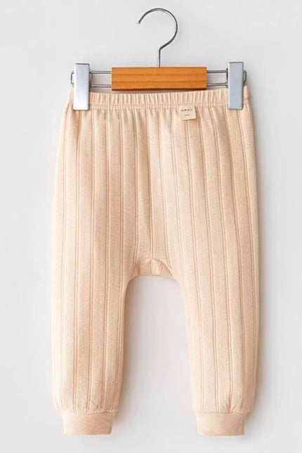 Light Brown Striped High-Waisted Wide-Leg Pants with Comfortable Fit for Casual and Stylish Wear - Natural Baby Clothing丨Pure, organic, dye-free care, cozy and gentle for babies