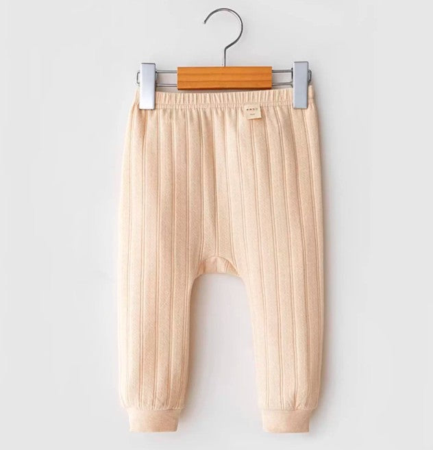 Light Brown Striped High-Waisted Wide-Leg Pants with Comfortable Fit for Casual and Stylish Wear - Natural Baby Clothing丨Pure, organic, dye-free care, cozy and gentle for babies