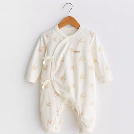 Long Sleeve Lace-Up Jumpsuit with Stretchable Fabric for Stylish and Comfortable Wear - Natural Baby Clothing丨Pure, organic, dye-free care, cozy and gentle for babies