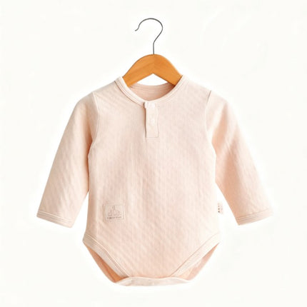 Long-Sleeved Triangle Romper with Front Snaps for Easy Dressing - Natural Baby Clothing丨Pure, organic, dye-free care, cozy and gentle for babies