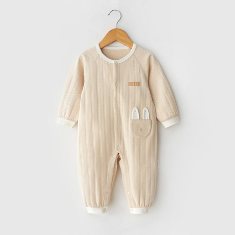 Front-Opening Round-Neck Snap Onesie for Baby with Easy Diaper Change - Natural Baby Clothing丨Pure, organic, dye-free care, cozy and gentle for babies