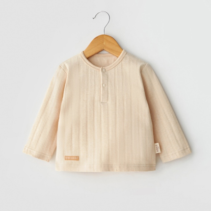 Baby Long Sleeve Crewneck Base Layer Top for Comfort - Natural Baby Clothing丨Pure, organic, dye-free care, cozy and gentle for babies