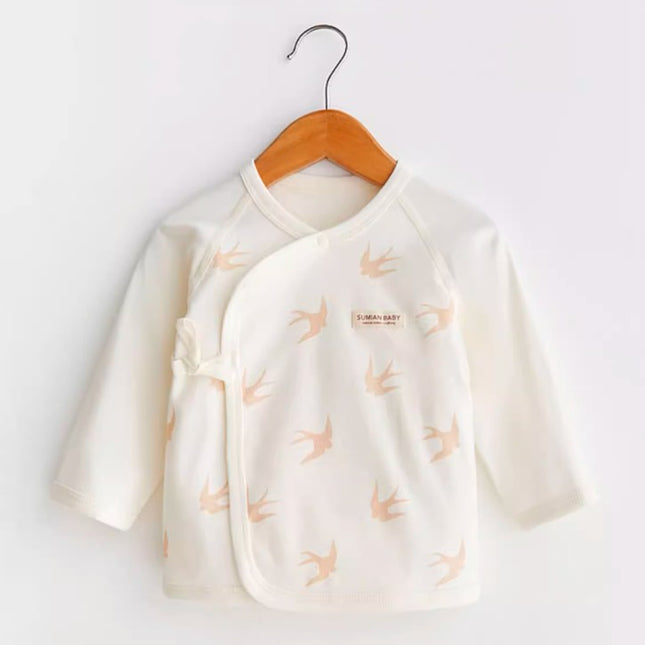 Baby Long Sleeve Tie-Back Top with Easy Diaper Access for Comfort - Natural Baby Clothing丨Pure, organic, dye-free care, cozy and gentle for babies