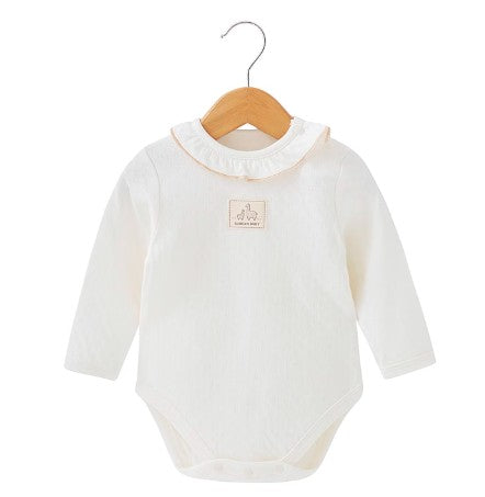 Shoulder Snap Long-Sleeved Triangle Romper for Babies - Natural Baby Clothing丨Pure, organic, dye-free care, cozy and gentle for babies