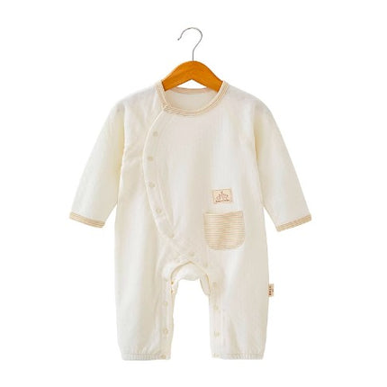 Baby Long-Sleeved Snap Onesie for Comfort and Convenience - Natural Baby Clothing丨Pure, organic, dye-free care, cozy and gentle for babies