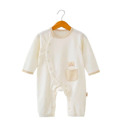 Baby Long-Sleeved Snap Onesie for Comfort and Convenience - Natural Baby Clothing丨Pure, organic, dye-free care, cozy and gentle for babies