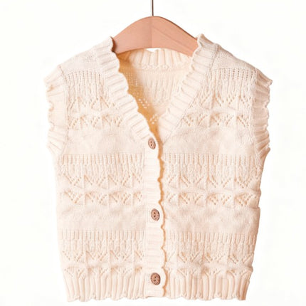 Knit Frilled Vest with Frilled Edges for Baby - Natural Baby Clothing丨Pure, organic, dye-free care, cozy and gentle for babies