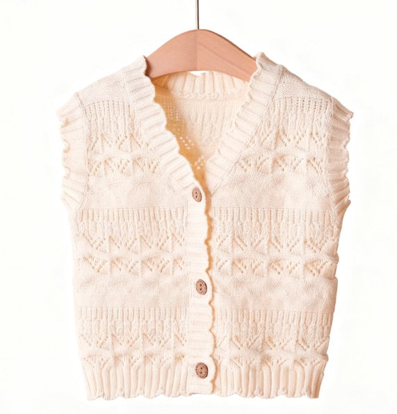 Knit Frilled Vest with Frilled Edges for Baby - Natural Baby Clothing丨Pure, organic, dye-free care, cozy and gentle for babies