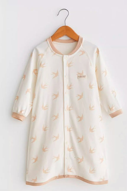 Baby Long-Sleeved Front-Opening Robe with Comfort and Warmth - Natural Baby Clothing丨Pure, organic, dye-free care, cozy and gentle for babies