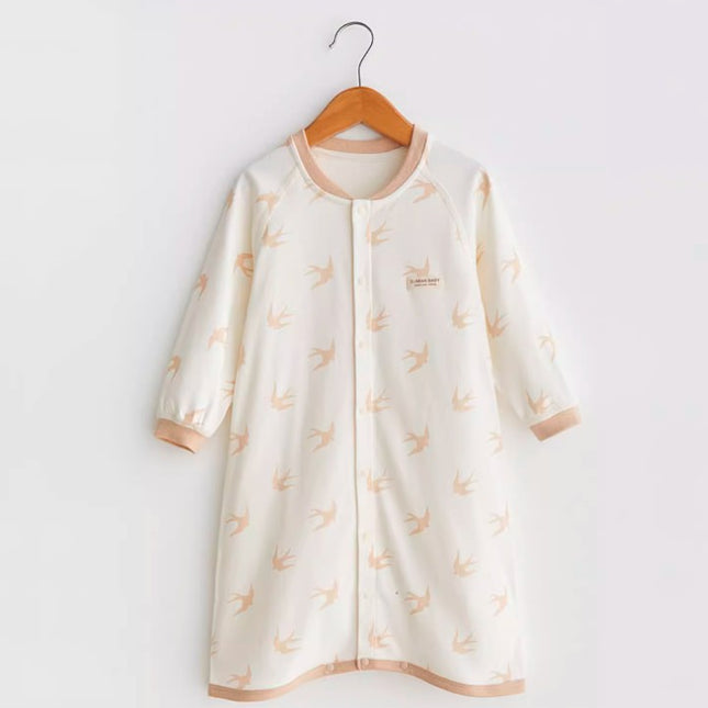 Baby Long-Sleeved Front-Opening Robe with Comfort and Warmth - Natural Baby Clothing丨Pure, organic, dye-free care, cozy and gentle for babies