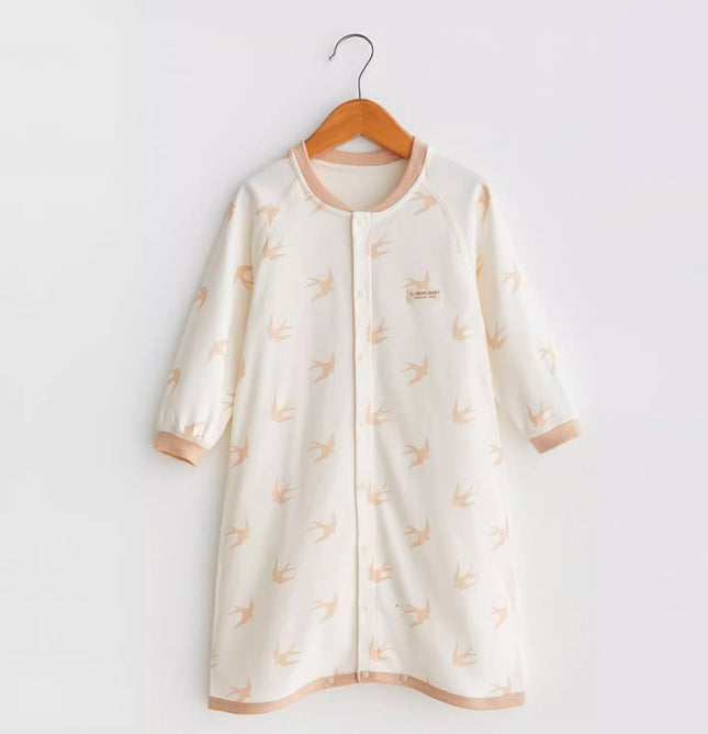 Baby Long-Sleeved Front-Opening Robe with Comfort and Warmth - Natural Baby Clothing丨Pure, organic, dye-free care, cozy and gentle for babies