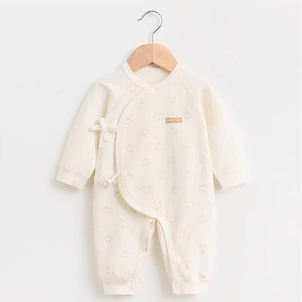 Baby Tie-Strap Onesie with Easy Diaper Change Feature - Natural Baby Clothing丨Pure, organic, dye-free care, cozy and gentle for babies