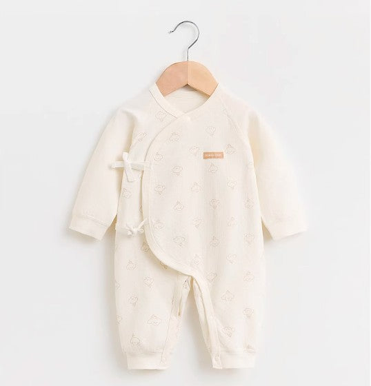 Baby Tie-Strap Onesie with Easy Diaper Change Feature - Natural Baby Clothing丨Pure, organic, dye-free care, cozy and gentle for babies