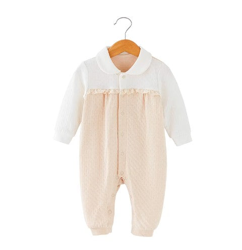 Baby Long-Sleeved Snap Onesie for Comfort and Convenience Soft Cotton - Natural Baby Clothing丨Pure, organic, dye-free care, cozy and gentle for babies