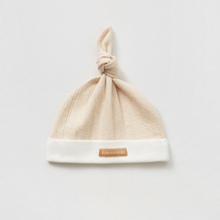 Newborn Soft Cotton Beanie with Elastic Band for Comfort - Natural Baby Clothing丨Pure, organic, dye-free care, cozy and gentle for babies
