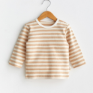 Brown Striped Round Neck Baby Bodysuit - Natural Baby Clothing丨Pure, organic, dye-free care, cozy and gentle for babies
