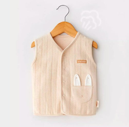 Front-Opening Double-Layer Vest for Babies with Adjustable Fit - Natural Baby Clothing丨Pure, organic, dye-free care, cozy and gentle for babies
