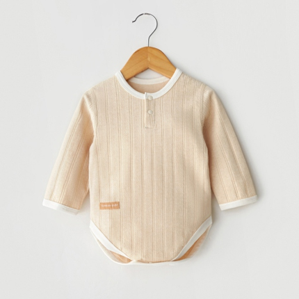 Front-Opening Long-Sleeved Triangle Romper for Babies - Natural Baby Clothing丨Pure, organic, dye-free care, cozy and gentle for babies