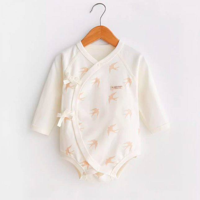 Breezy Lace-Up Triangle Romper with Adjustable Straps for Baby - Natural Baby Clothing丨Pure, organic, dye-free care, cozy and gentle for babies