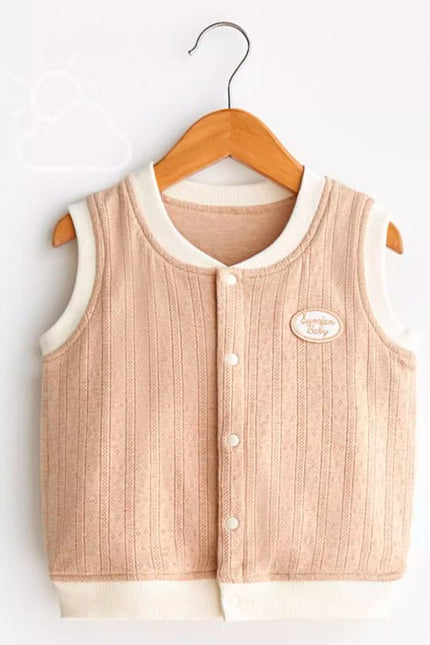 Stand-Up Collar Double-Layer Vest with Adjustable Fit for All Seasons - Natural Baby Clothing丨Pure, organic, dye-free care, cozy and gentle for babies