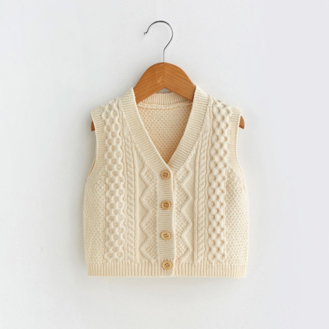 Natural Cotton Knitted Front-Opening Vest with Adjustable Closure for Versatile Layering - Natural Baby Clothing丨Pure, organic, dye-free care, cozy and gentle for babies