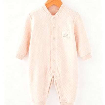 Baby Stand-Up Collar Snap Onesie with Long Sleeves - Natural Baby Clothing丨Pure, organic, dye-free care, cozy and gentle for babies