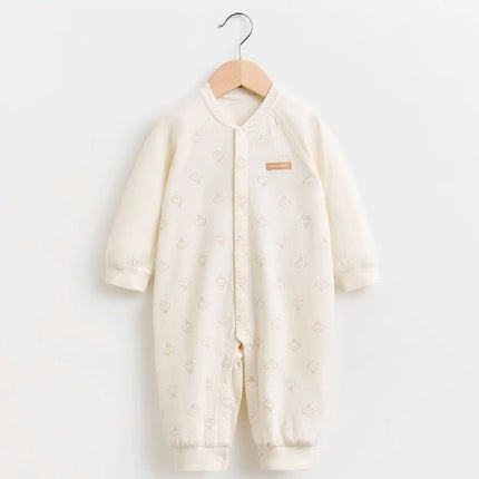 Baby Stand-Up Collar Front-Opening Onesie for Comfort - Natural Baby Clothing丨Pure, organic, dye-free care, cozy and gentle for babies