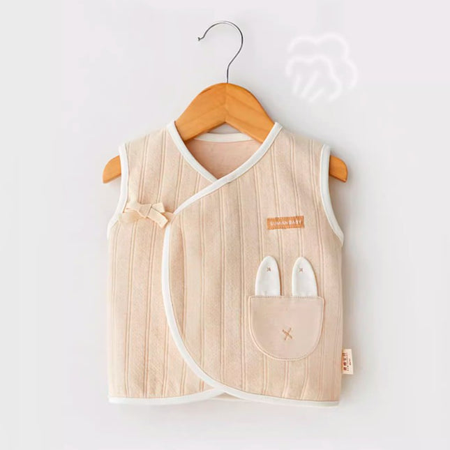 nfant Diagonal Placket Tie-Strap Vest for Easy Dressing - Natural Baby Clothing丨Pure, organic, dye-free care, cozy and gentle for babies