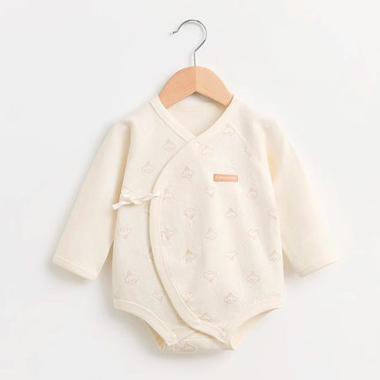 Long-Sleeved Tie-Strap Triangle Romper for Babies - Natural Baby Clothing丨Pure, organic, dye-free care, cozy and gentle for babies