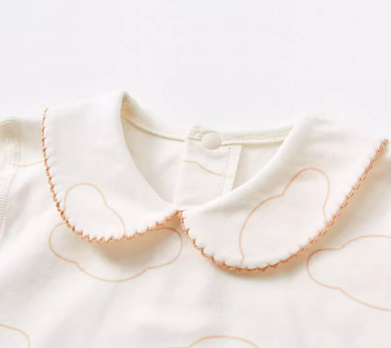 Peter Pan Collar Long Sleeve Bodysuit - Natural Baby Clothing丨Pure, organic, dye-free care, cozy and gentle for babies