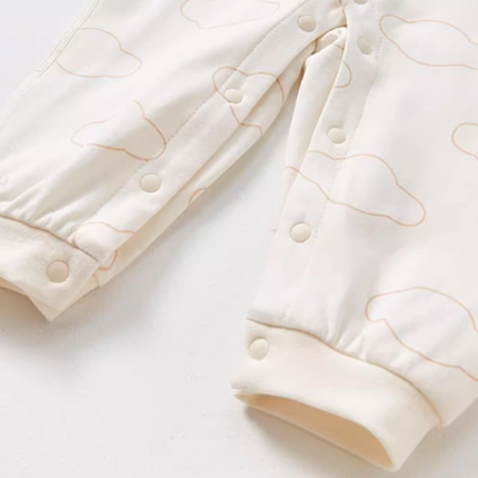 Round Neck Full Front-Opening Romper - Natural Baby Clothing丨Pure, organic, dye-free care, cozy and gentle for babies