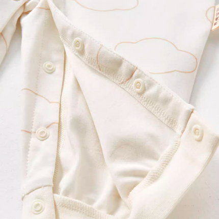 Round Neck Full Front-Opening Romper - Natural Baby Clothing丨Pure, organic, dye-free care, cozy and gentle for babies