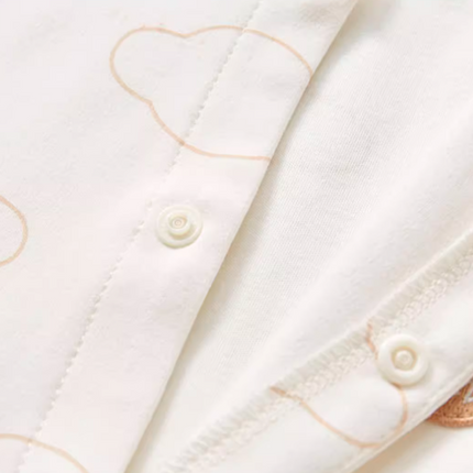 Round Neck Full Front-Opening Romper - Natural Baby Clothing丨Pure, organic, dye-free care, cozy and gentle for babies