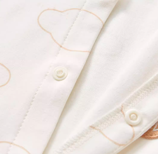 Round Neck Full Front-Opening Romper - Natural Baby Clothing丨Pure, organic, dye-free care, cozy and gentle for babies