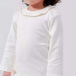 Lace Trim Round Neck Bodysuit - Natural Baby Clothing丨Pure, organic, dye-free care, cozy and gentle for babies