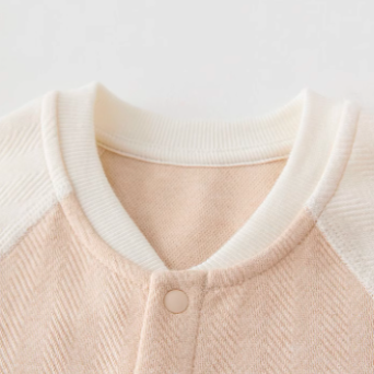 Brown & White Front-Tie Twill Romper - Natural Baby Clothing丨Pure, organic, dye-free care, cozy and gentle for babies