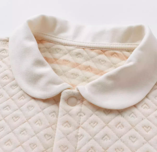 Air Layer Peter Pan Collar Snap-Front Romper - Natural Baby Clothing丨Pure, organic, dye-free care, cozy and gentle for babies