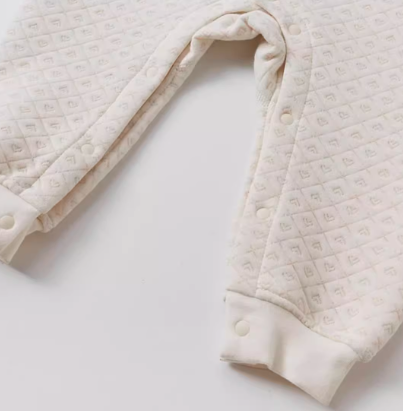 Air Layer Peter Pan Collar Snap-Front Romper - Natural Baby Clothing丨Pure, organic, dye-free care, cozy and gentle for babies