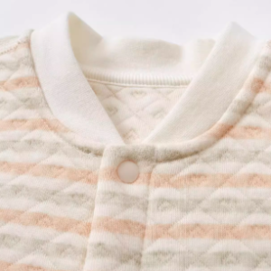 Air Layer Stand Collar Snap-Front Romper - Natural Baby Clothing丨Pure, organic, dye-free care, cozy and gentle for babies