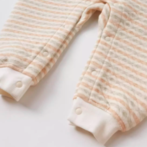 Air Layer Stand Collar Snap-Front Romper - Natural Baby Clothing丨Pure, organic, dye-free care, cozy and gentle for babies