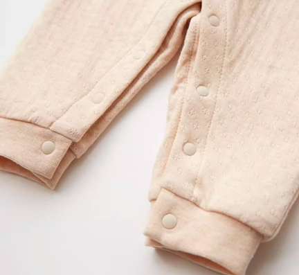 Light Brown Double-Layer Jacquard Stand Collar Romper - Natural Baby Clothing丨Pure, organic, dye-free care, cozy and gentle for babies