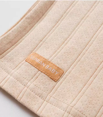 Light Brown Ribbed Long Sleeve Round Neck Bodysuit - Natural Baby Clothing丨Pure, organic, dye-free care, cozy and gentle for babies