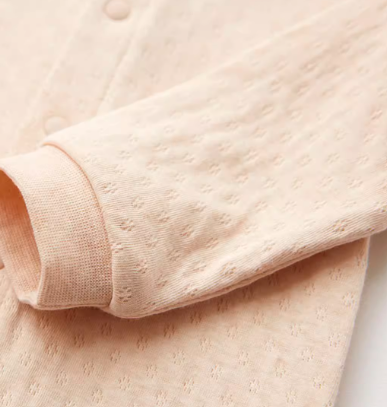 Light Brown Double-Layer Jacquard Stand Collar Romper - Natural Baby Clothing丨Pure, organic, dye-free care, cozy and gentle for babies