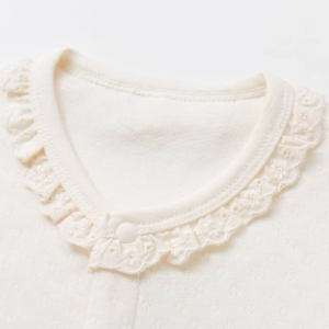 Bamboo Cotton Lace-Trim Romper - Natural Baby Clothing丨Pure, organic, dye-free care, cozy and gentle for babies