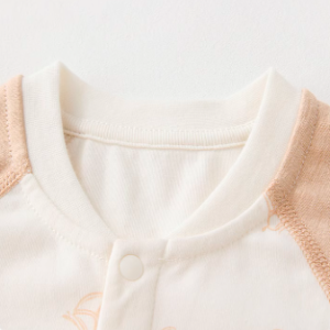 Baby Stand Collar Full Front-Opening Romper - Natural Baby Clothing丨Pure, organic, dye-free care, cozy and gentle for babies