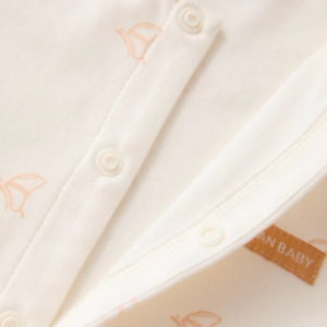 Baby Stand Collar Full Front-Opening Romper - Natural Baby Clothing丨Pure, organic, dye-free care, cozy and gentle for babies