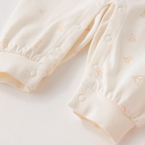 Baby Stand Collar Full Front-Opening Romper - Natural Baby Clothing丨Pure, organic, dye-free care, cozy and gentle for babies