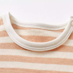 Brown Striped Round Neck Baby Bodysuit - Natural Baby Clothing丨Pure, organic, dye-free care, cozy and gentle for babies