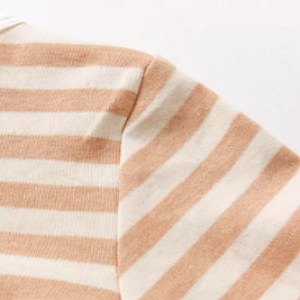 Brown Striped Round Neck Baby Bodysuit - Natural Baby Clothing丨Pure, organic, dye-free care, cozy and gentle for babies