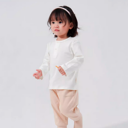 Baby Round Neck Bodysuit - Natural Baby Clothing丨Pure, organic, dye-free care, cozy and gentle for babies